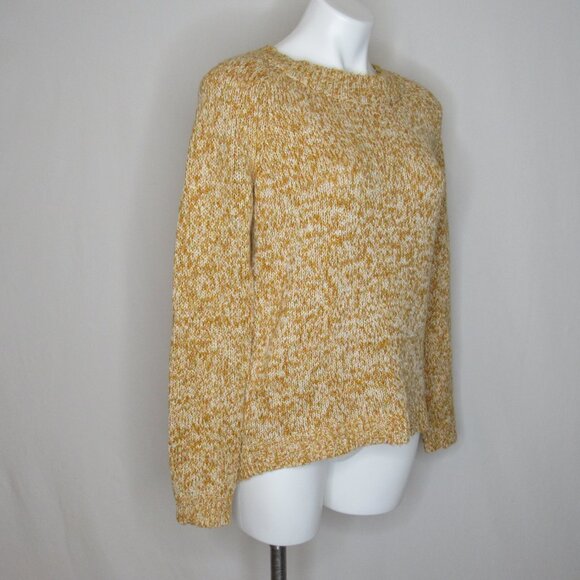 Ann Taylor LOFT Gold White Flecked Hi Low Knit Sweater Women's M Medium - Picture 4 of 8